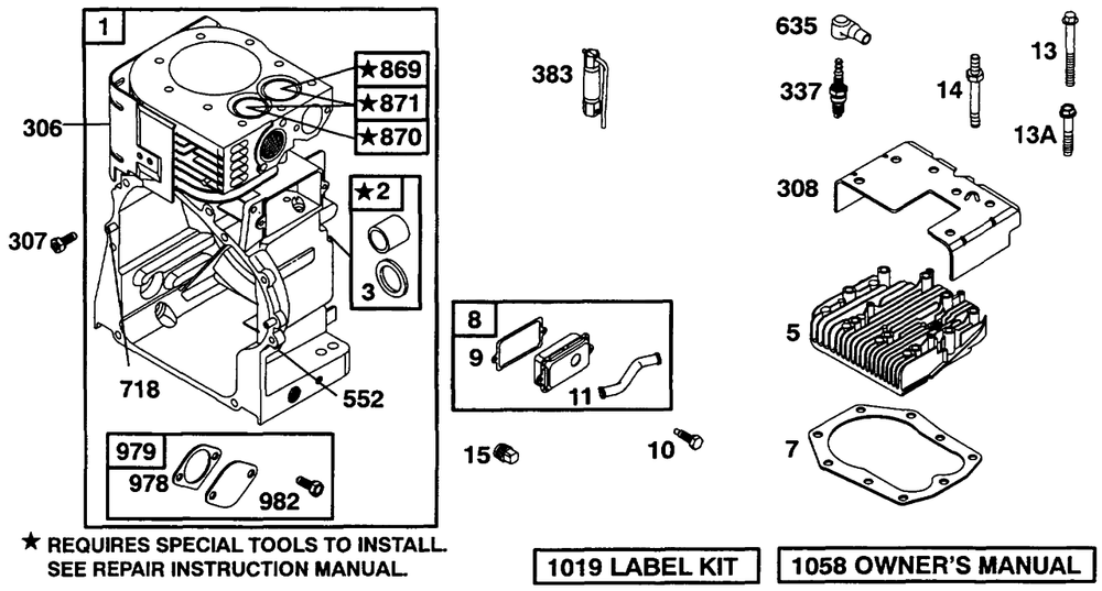 Cylinder Diagram and Parts List for 19A402-0699-XX  Briggs and Stratton Engine